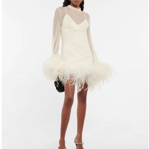 Taller Marmo Gina Spirito feather-trim minidress